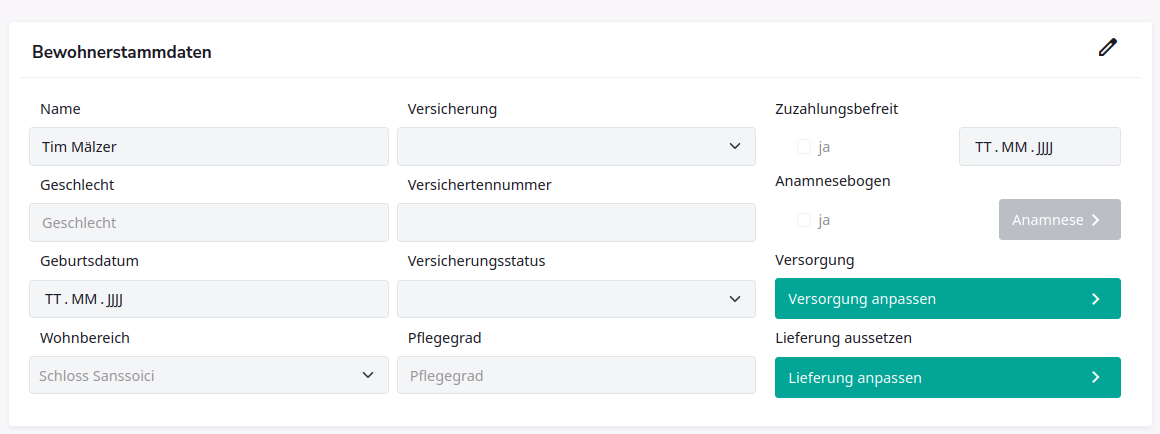 Beabreiten von Bewohnern