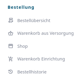 Menüpunkt Bestellungen